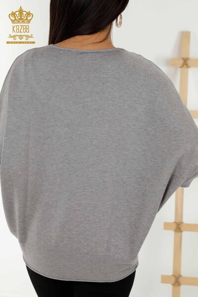 Женский трикотажный свитер оптом - Базовый - Серый - 30241 | КАZEE - Thumbnail