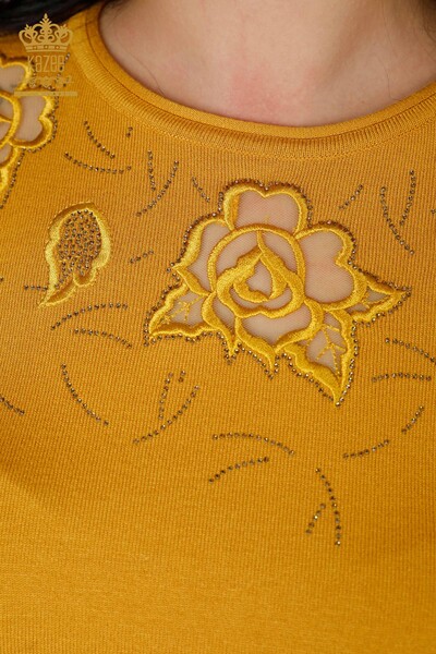 женский трикотаж свитер оптом с розовым узором шафран - 16845 | КАZEE - Thumbnail