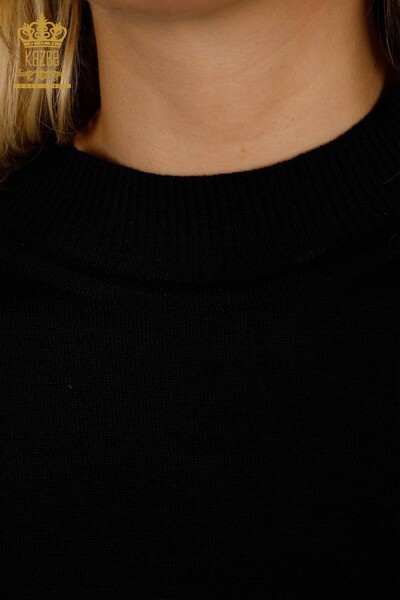 Женский трикотаж Свитер оптом с рукавами из тюля Черный - 30021 | КАZEE - Thumbnail