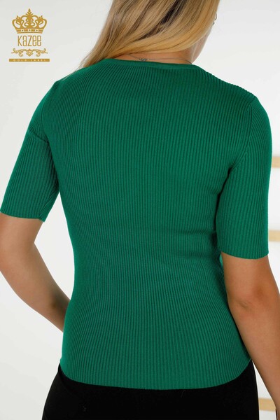 Женский трикотажный свитер оптом - с коротким рукавом - зеленый - 30397 | КАZEE - Thumbnail