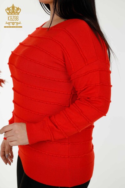 Женский трикотажный свитер оптом Самотканый Коралловый - 30169 | КАZЕЕ - Thumbnail