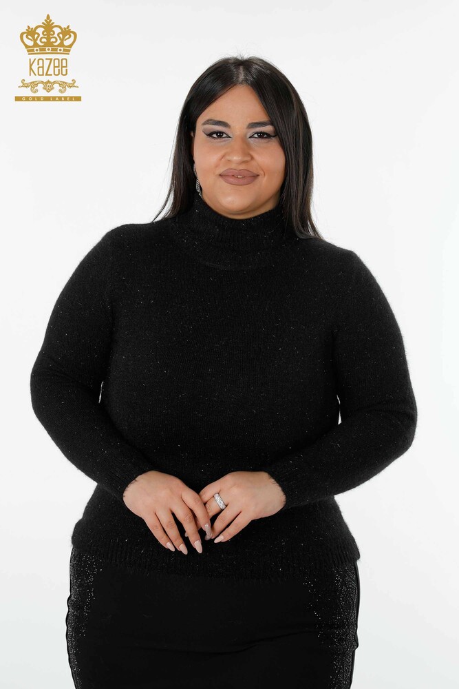 Женский трикотажный свитер оптом Блестящий узор Черный - 19077 | КАZEE - 1
