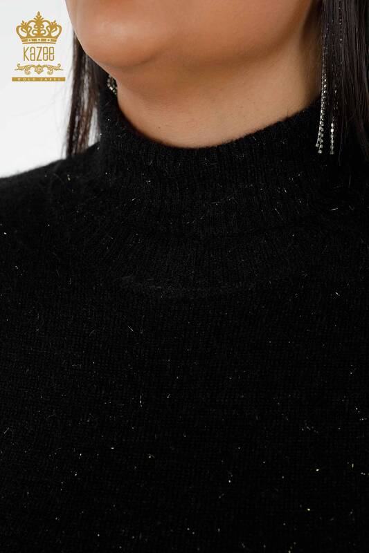 Женский трикотажный свитер оптом Блестящий узор Черный - 19077 | КАZEE