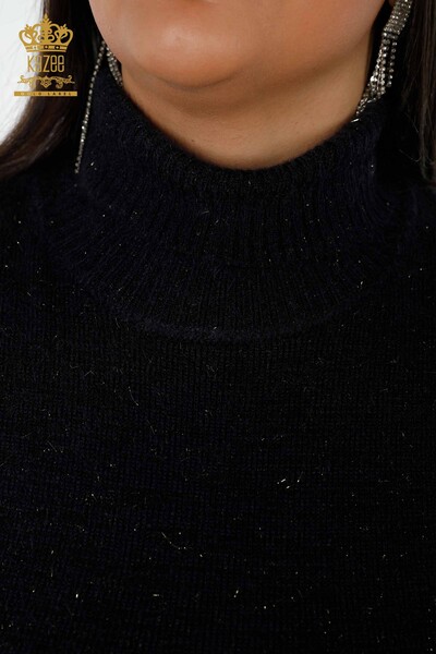 Женский трикотажный свитер оптом блестящий темно-синий - 19077 | КАZEE - 3
