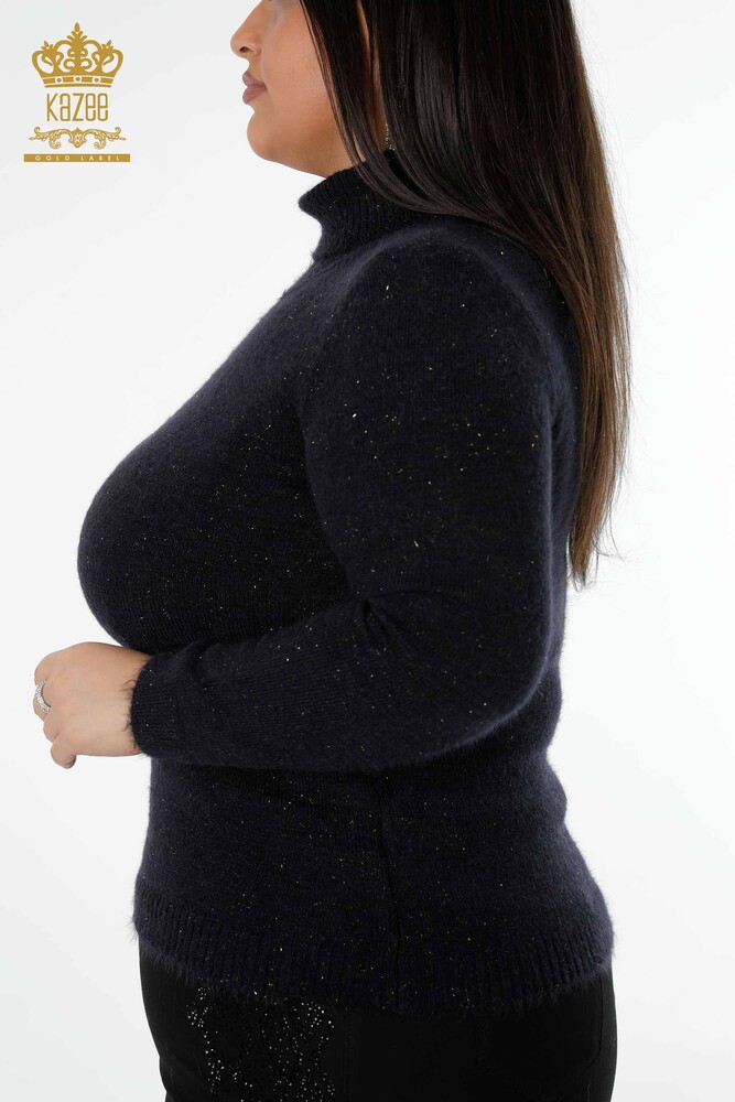 Женский трикотажный свитер оптом блестящий темно-синий - 19077 | КАZEE - 4