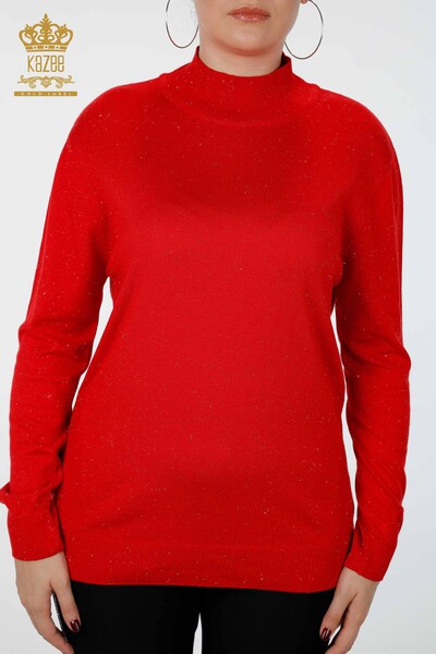Женский трикотаж свитер оптом стойка воротник с люрексом базовый - 15126 | КАZЕЕ - Thumbnail