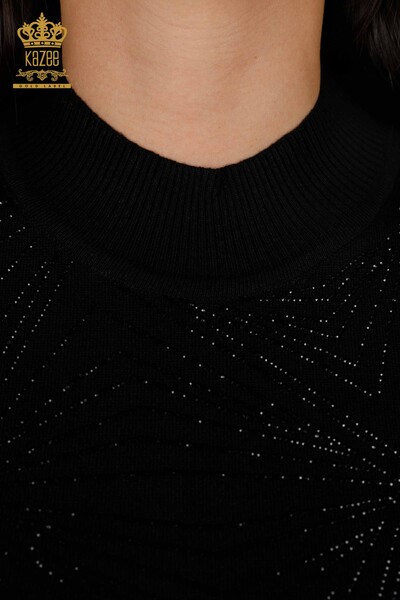 Женский трикотаж свитер оптом стойка воротник с стразами - 16980 | КАZЕЕ - Thumbnail
