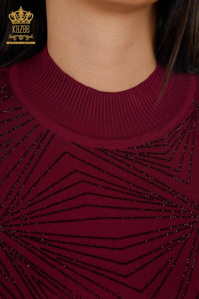 Женский трикотаж свитер оптом стойка воротник с стразами - 16980 | КАZЕЕ - Thumbnail