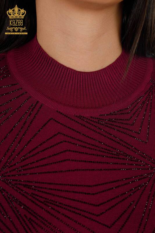 Женский трикотаж свитер оптом стойка воротник с стразами - 16980 | КАZЕЕ