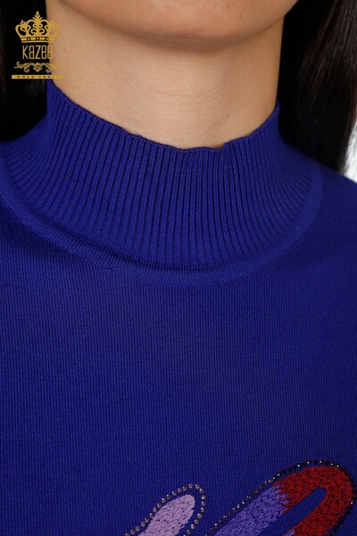 Женский трикотаж свитер оптом стойка воротник вышивка логотипом фирмы -16620 | КАZЕЕ - Thumbnail
