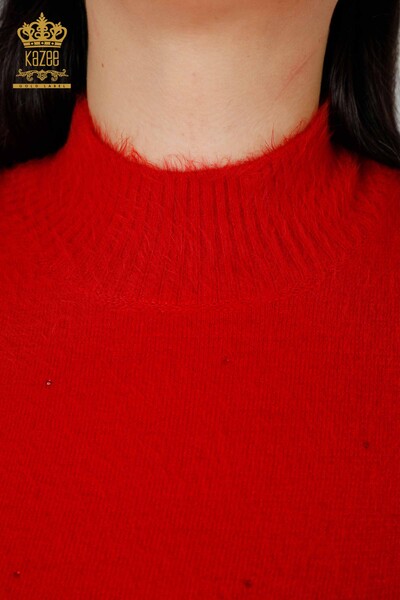 Женский трикотажный свитер оптом тигровый узор ангора красный - 18955 | КАZEE - Thumbnail