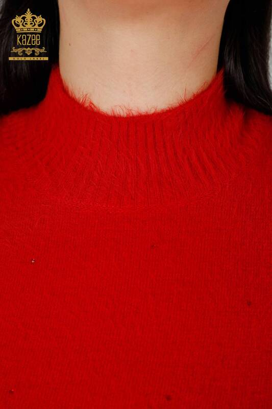 Женский трикотажный свитер оптом тигровый узор ангора красный - 18955 | КАZEE