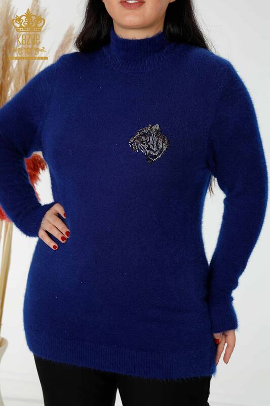 женский трикотаж свитер оптом тигровый узор ангорский электрический цвет - 18955 | КАZEE