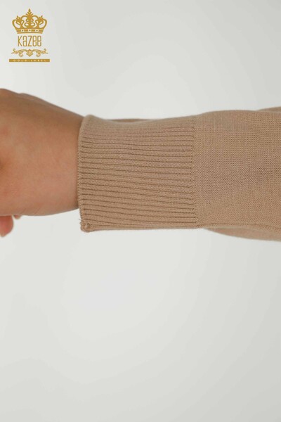 Женский трикотаж Свитер оптом - Выкройка тигра - Бежевый - 30127 | КАZEE - 6