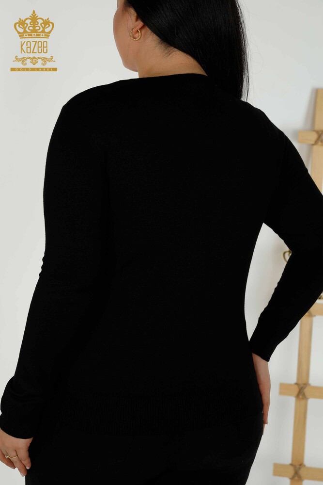 Женский трикотаж Свитер оптом - Выкройка тигра - Черный - 30127 | КАZEE - 6