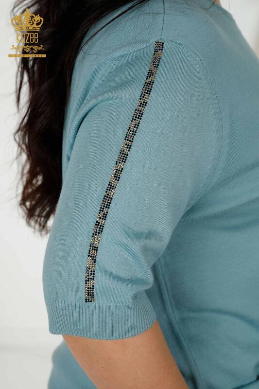 Женский трикотажный свитер оптом - Тигровый узор - Мята - 30314 | КАZEE