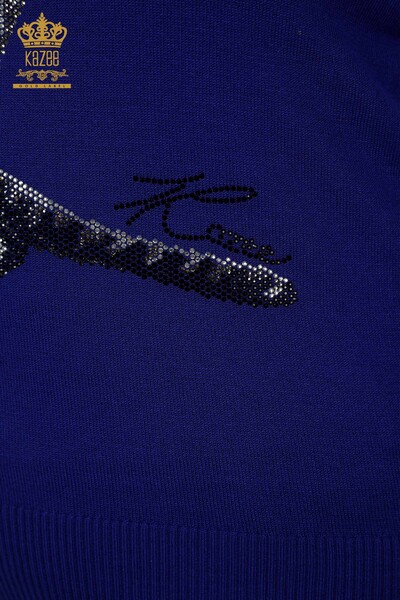 Женский трикотажный свитер оптом - Тигровый узор - Электрический цвет - 30127 | КАZEE - Thumbnail