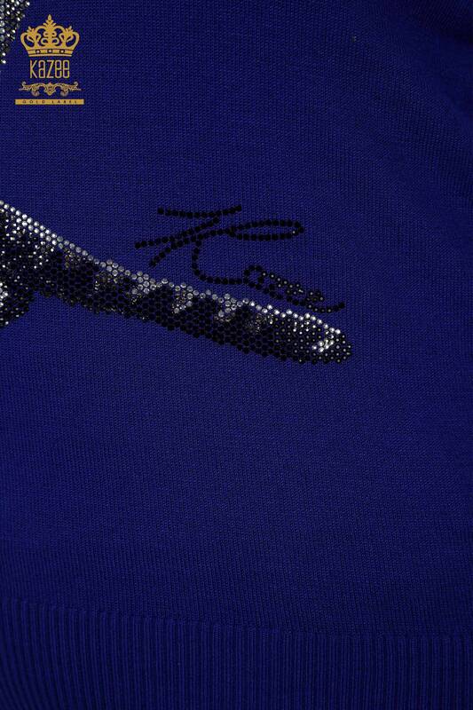 Женский трикотажный свитер оптом - Тигровый узор - Электрический цвет - 30127 | КАZEE