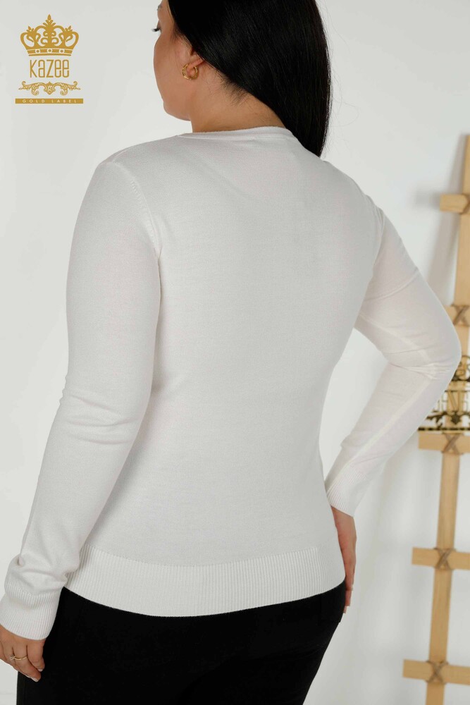 Женский трикотажный свитер оптом с рисунком тигра - светло-серый - 30127 | КАZEE - 6