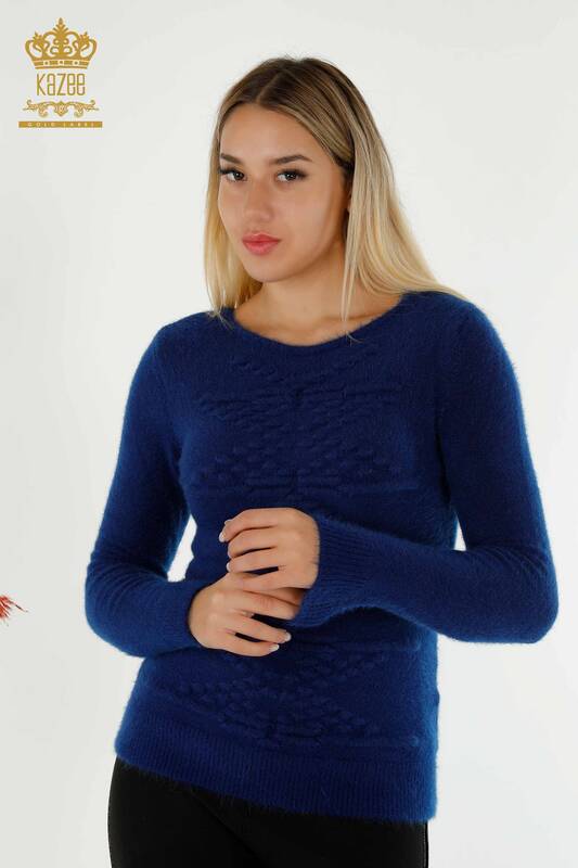 Женский вязаный свитер оптом из ангоры сакс - 18473 | КАZEE