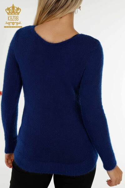 Женский вязаный свитер оптом из ангоры сакс - 18473 | КАZEE - Thumbnail