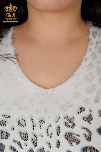 Женский трикотажный свитер с цифровой печатью оптом Ангора Экрю - 18978 | КАZЕЕ - 4