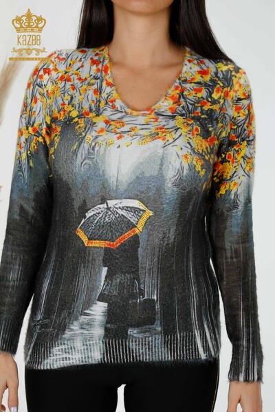 женский трикотаж свитер оптом цифровой печати Ангора желтый - 18974 | КАZEE - Thumbnail