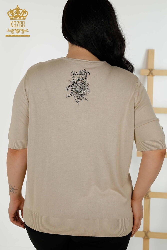 Женский трикотаж Свитер оптом - Цветочный узор - Бежевый - 16963 | КАZEE - 7