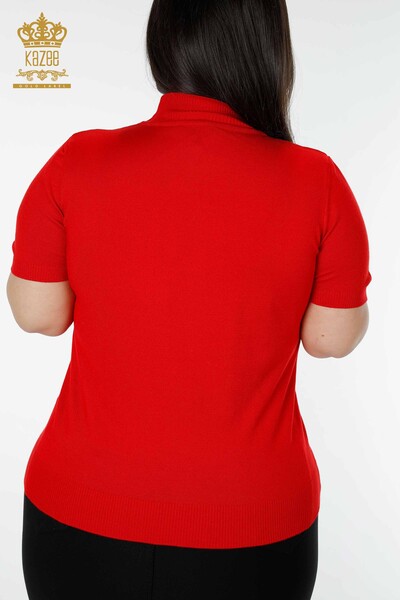 женский трикотаж свитер оптом цветочный узор красный - 16912 | КАZEE - Thumbnail