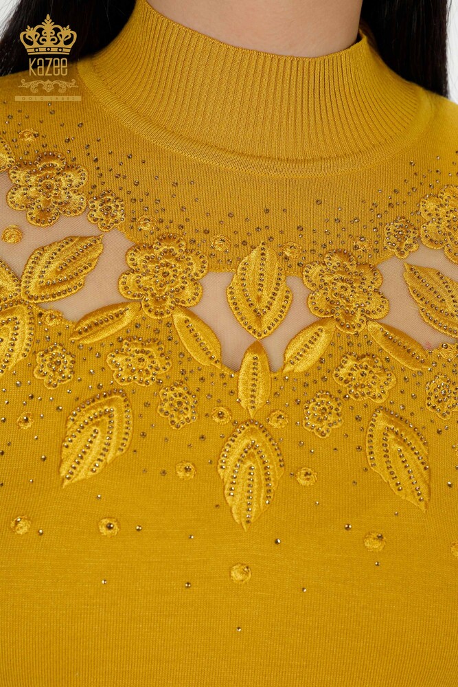 Женский трикотажный свитер оптом Тюль Шафран - 30123 | КАZEE - 3