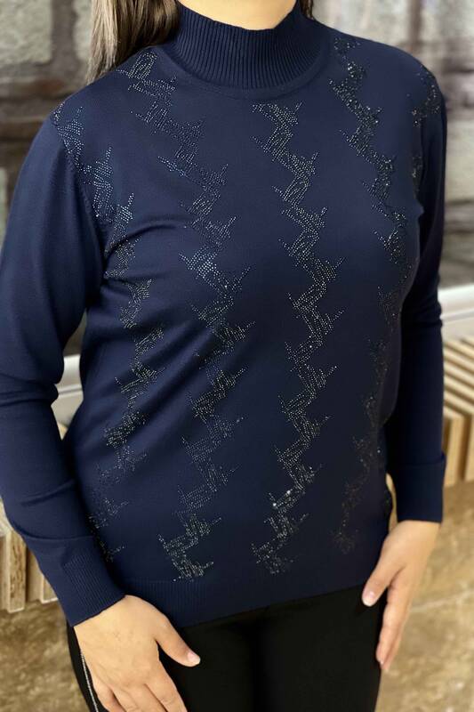 оптом женский трикотаж свитер с узором стойка вышитый воротник - 16606 | КАZЕЕ