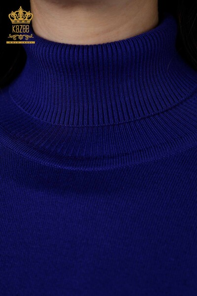 Женский трикотаж свитер оптом водолазка на рукавах вышивка с тюлью - 15139 | КАZЕЕ - Thumbnail