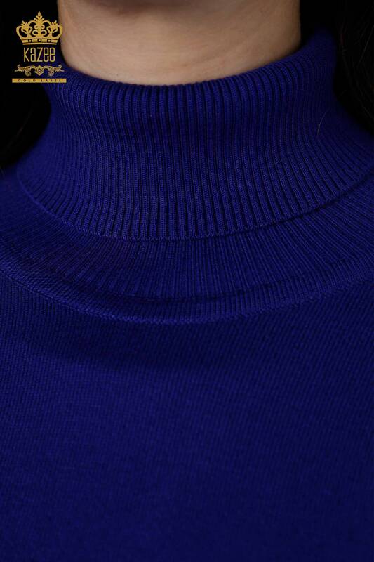 Женский трикотаж свитер оптом водолазка на рукавах вышивка с тюлью - 15139 | КАZЕЕ