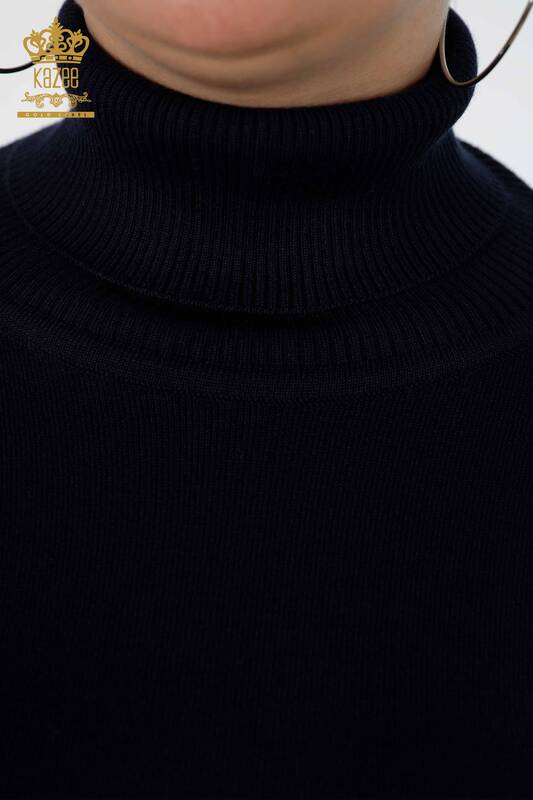 Женский трикотаж свитер оптом водолазка на рукавах вышивка с тюлью - 15885 | КАZЕЕ