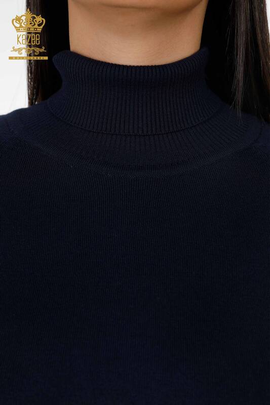 Женский трикотаж свитер оптом водолазка на рукаве вышивка цветы с тюлью - 16905 | КАZЕЕ