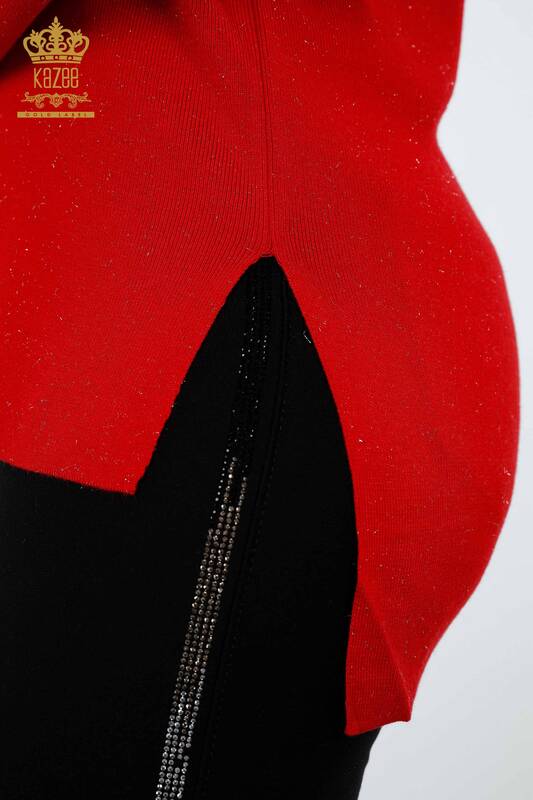 Женский трикотаж свитер оптом водолазка по бокам разрез длинная спина с люрексом - 15129 | КАZЕЕ