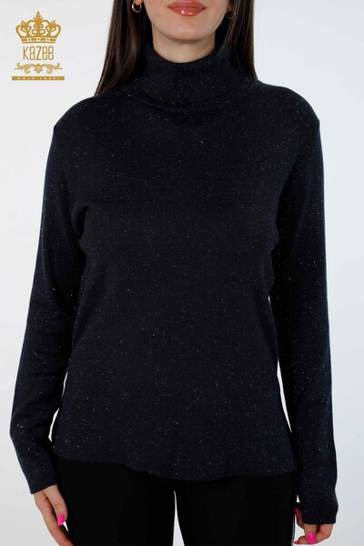Женский трикотаж свитер оптом водолазка по бокам разрез длинная спина с люрексом - 15129 | КАZЕЕ - Thumbnail