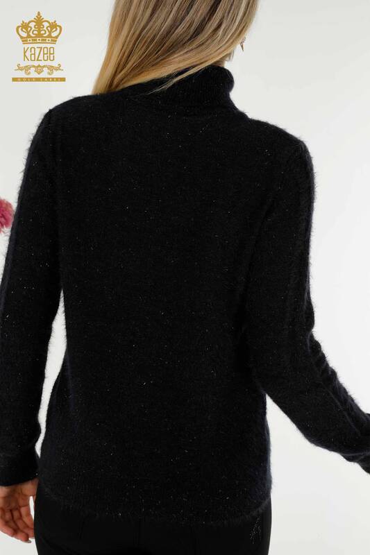 Женский трикотажный свитер оптом с водолазкой темно-синий - 19067 | КАZEE