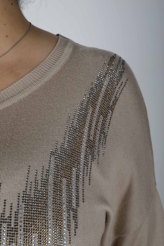 Трикотаж Свитер с разрезом Бежевый — 30220 | KAZEE (набор из 4 шт. L-XL-2XL-3XL) - 2