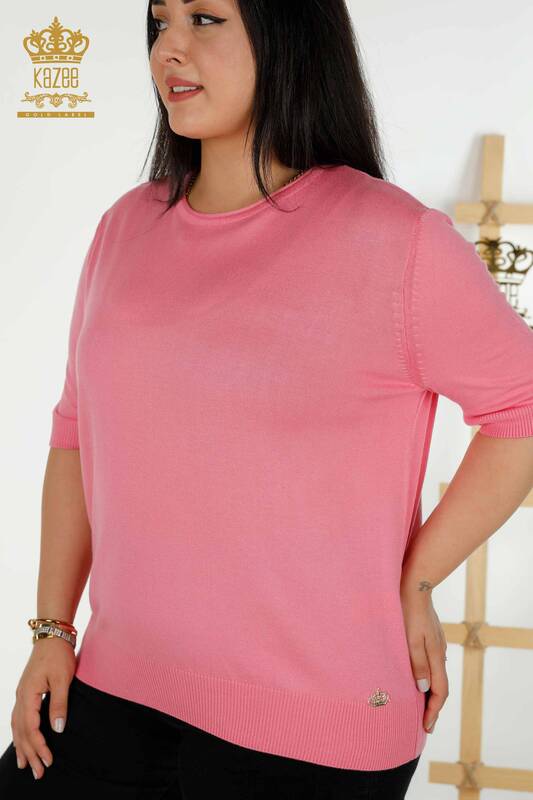 Женский вязаный свитер оптом Американская модель Розовый - 30443 | КАЗИ