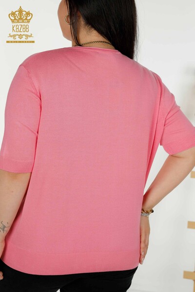 Женский вязаный свитер оптом Американская модель Розовый - 30443 | КАЗИ - Thumbnail