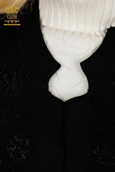 Женский жилет с цветочным узором оптом, черный - 30581 | КАZEE - Thumbnail