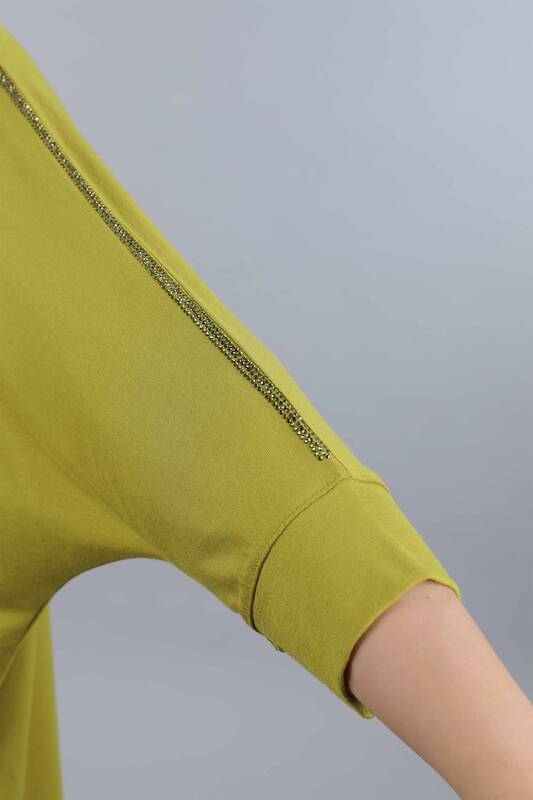 оптовые женские чесаный хлопок Kazee логотип V шеи с длинным рукавом - 77866 | КАZЕЕ