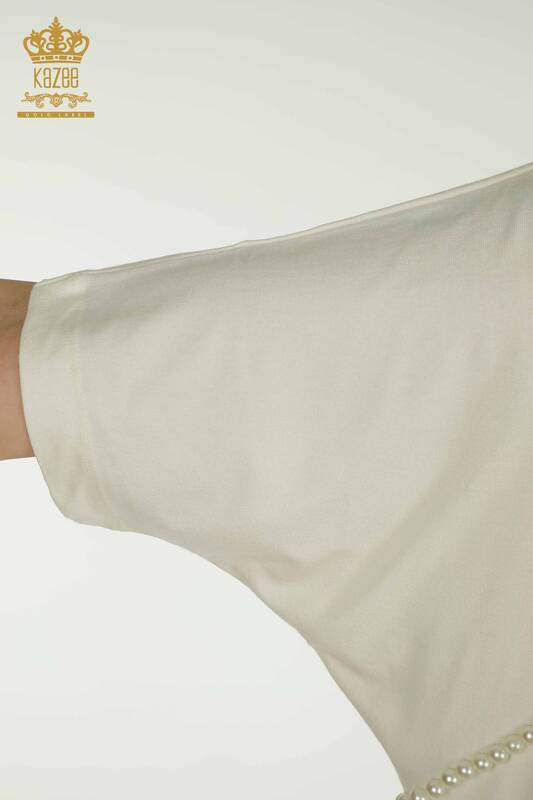 Блуза женская оптом - Вышивка бисером - Экрю - 79196 | КАZEE