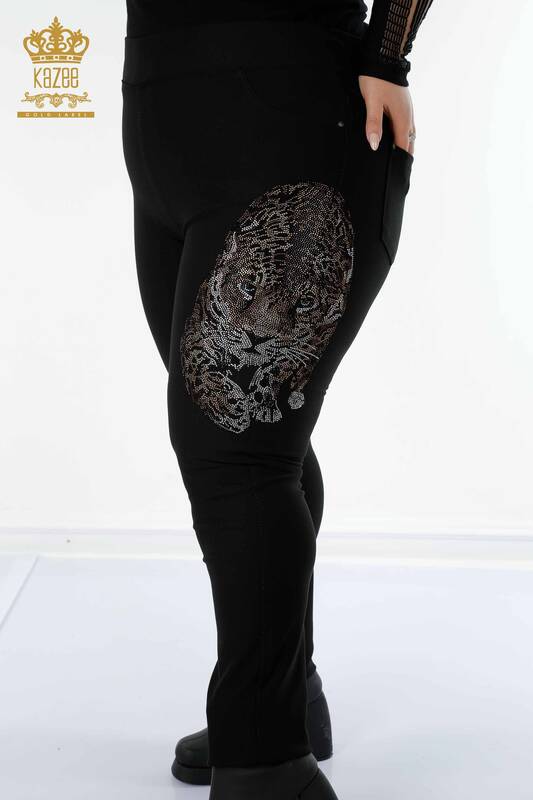 женские брюки оптом леопардовый узор черный - 3648 | КАZEE