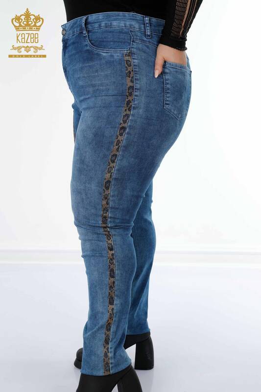 Женские джинсы оптом с рисунком тигра синего цвета - 3294 | КАZEE