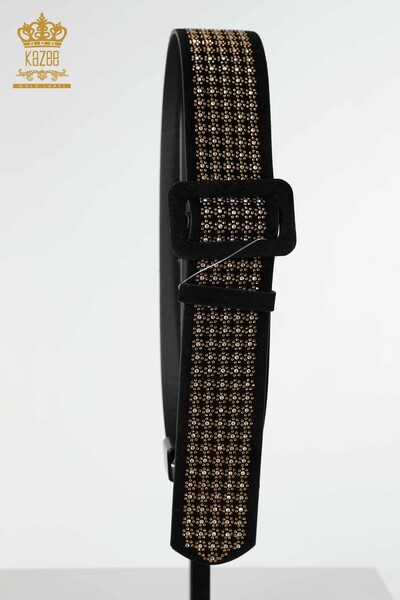 Женский пояс оптом Цветной камень с вышивкой Черный - 501 | КАZEE - Thumbnail