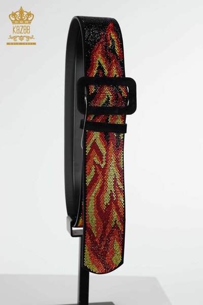 Женский пояс оптом Цветной камень с вышивкой Красный - 523 | КАZEE
