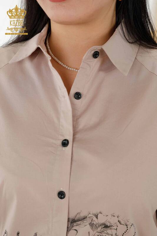 Женские рубашки оптом Цветочный узор Норка - 20351 | КАZEE