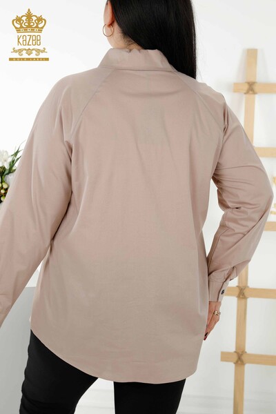 Женские рубашки оптом Цветочный узор Норка - 20351 | КАZEE - Thumbnail